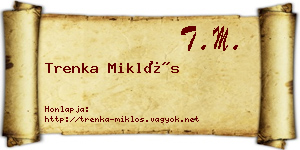 Trenka Miklós névjegykártya